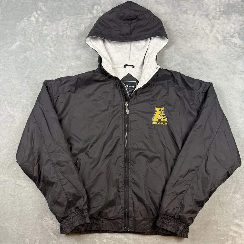 Holloway Army Belgium Hooded Windbreaker Jacket Black Small